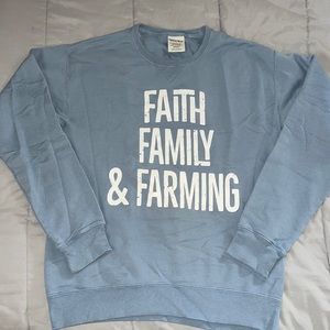 Dusty Blue Womens Farming Crew Sweatshirt